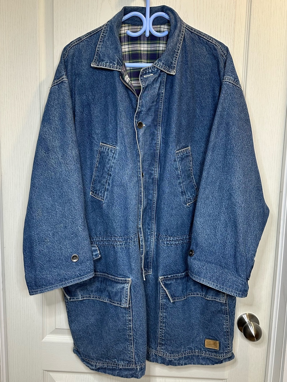 Vintage Kettle Creek Denim chore coat/utility jacket - plaid lined